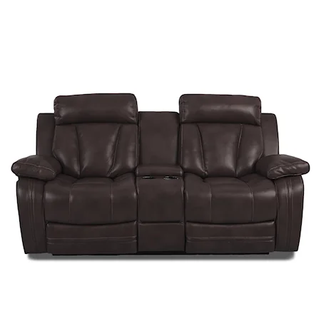 Casual Console Reclining Loveseat with Cupholders